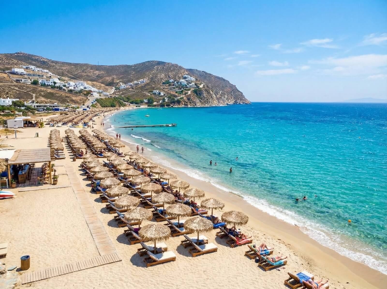 Aerial coastline view of Mykonos
