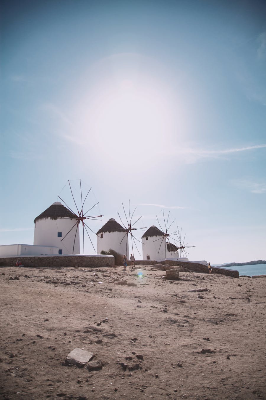 Traditional windmills overlooking the Aegean Sea in Mykonos